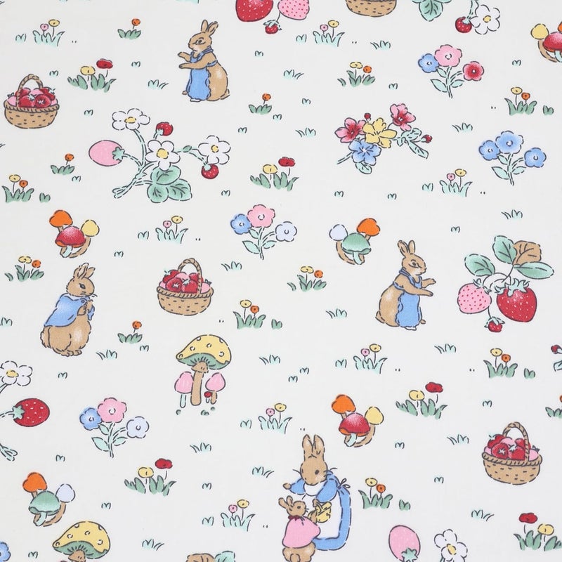 Hanjunzhao Forest Garden Mushroom Strawberry Rabbit Floral Print Cotton Quilting Fabric by The Yard for Quilting, Sewing, Patchwork, Pet, Crafts, Apparel, Baby Dresses, and Quilts, Pre-cuts 2 Yards - Image 1
